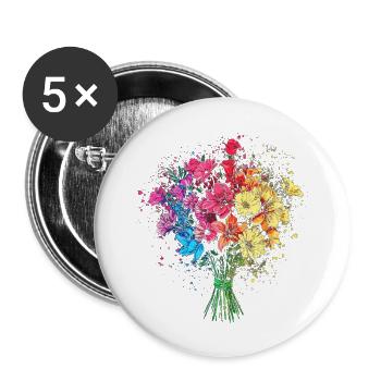 Flower Nature Art Graphic - Buttons large 2.2'' (5-pack) - white
