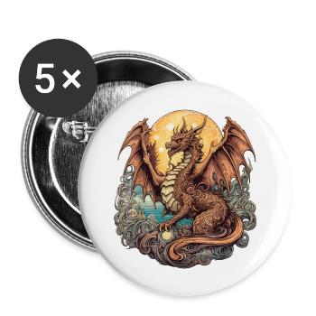 Enchanted Dragon Guardian - Buttons large 2.2'' (5-pack) - white