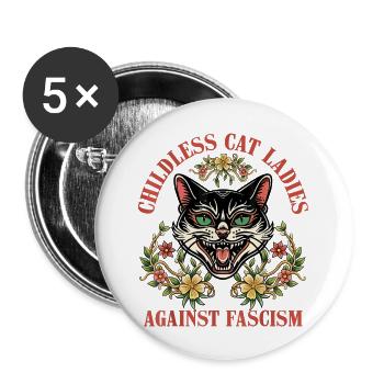 Childless Cat Ladies Against Fascism - Buttons large 2.2'' (5-pack) - white