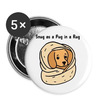 Snug as a Pug in a Rug - Buttons large 2.2'' (5-pack) - white
