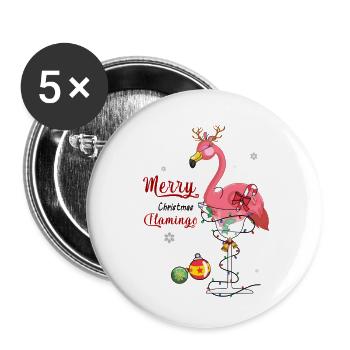 Merry christmas flamingo - Buttons large 2.2'' (5-pack) - white