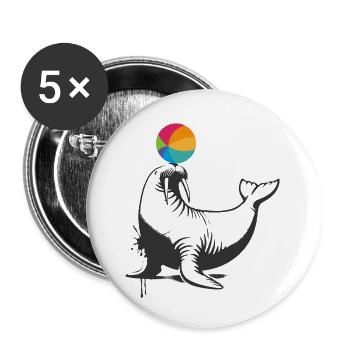 Walrus with colorful ball in stencil style - Buttons large 2.2'' (5-pack) - white