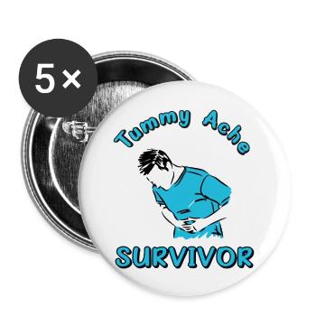 Tummy ache survivor - Buttons large 2.2'' (5-pack) - white