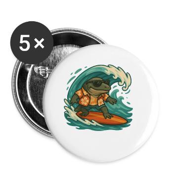 Cartoon surfer animal fossil prehistoric water - Buttons large 2.2'' (5-pack) - white