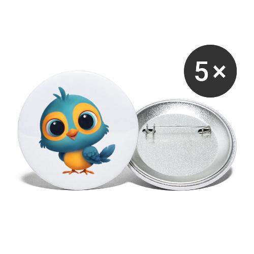 Joyful Cartoon Bird Standing in Yellow and Blue - Buttons large 2.2'' (5-pack)