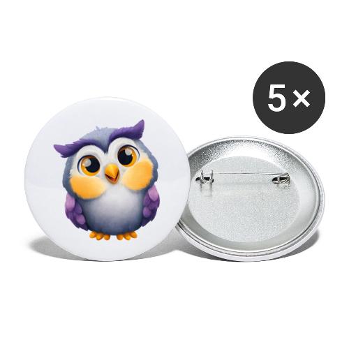 Colorful Cartoon Baby Owl with Big Sparkling Eyes - Buttons large 2.2'' (5-pack)