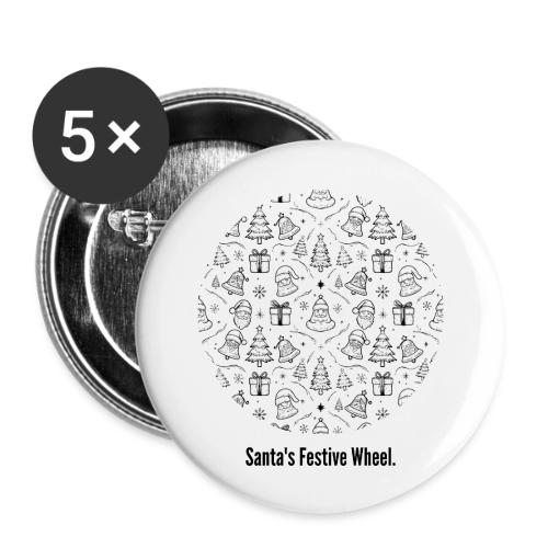 Santa's Festive Wheel T-Shirt - Buttons large 2.2'' (5-pack)