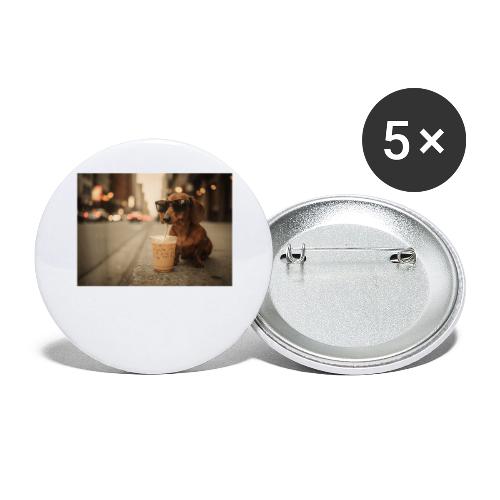 Funny Dachshund Iced Coffee Lover Tee - Buttons large 2.2'' (5-pack)