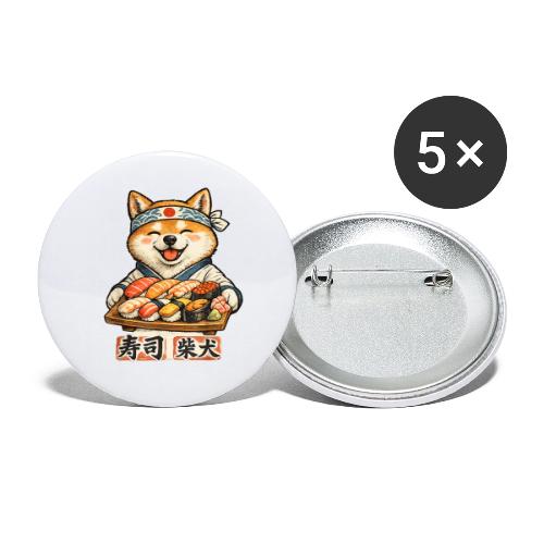 Funny Shiba Inu Sushi Kawaii Dog Tee - Buttons large 2.2'' (5-pack)