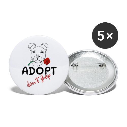 Retro Adopt Dont Shop Cute Puppy Rose Tee - Buttons large 2.2'' (5-pack)