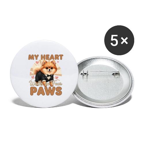 My Heart Walks on Four Paws – Pomeranian tee - Buttons large 2.2'' (5-pack)