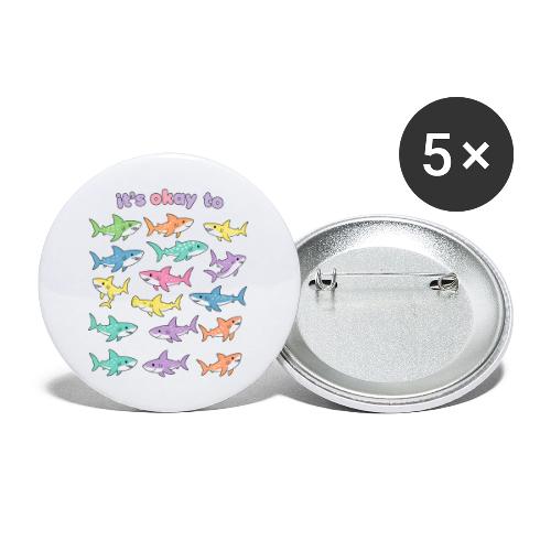 It’s Okay To – Cute Pastel Shark - Buttons large 2.2'' (5-pack)