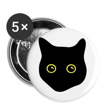 cat, black cat, cat face - Buttons large 2.2'' (5-pack) - white