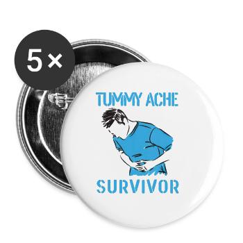 tummy ache survivor Stomachache IBS Funny - Buttons large 2.2'' (5-pack) - white