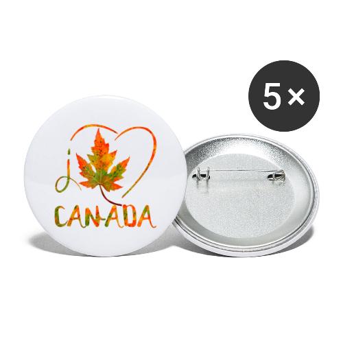 j’aime CANADA - Lot de 5 grands badges (2,2 po)