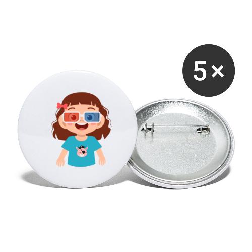 Girl red blue 3D glasses doing Vision Therapy - Buttons large 2.2'' (5-pack)