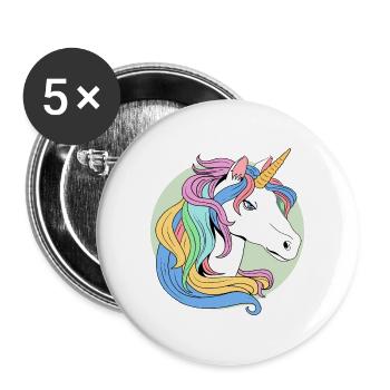 unicorn - Buttons large 2.2'' (5-pack) - white
