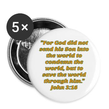 John 3:16 - Buttons large 2.2'' (5-pack) - white