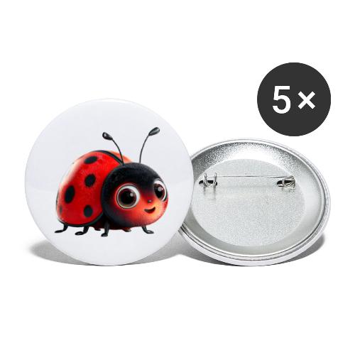 Adorable Cartoon Ladybug with Big Eyes - Buttons large 2.2'' (5-pack)