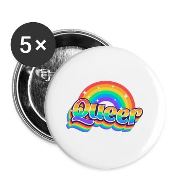 Queer Pride LGBTQ Trans Sticker - Buttons large 2.2'' (5-pack) - white