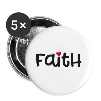 Faith T-shirt,love shirt - Buttons large 2.2'' (5-pack) - white