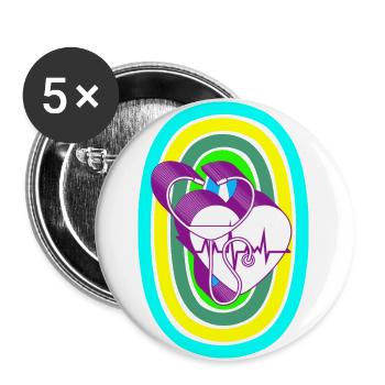 Stethoscope, heartbeat, and rainbow - Buttons large 2.2'' (5-pack) - white