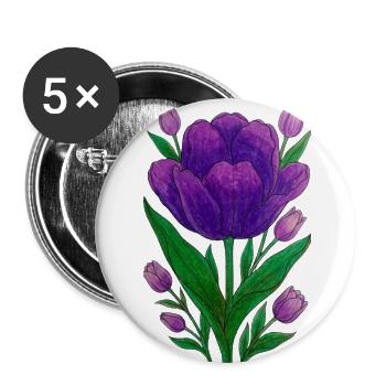 Purple Tulip Design - Mixed Media Printable Art - Buttons large 2.2'' (5-pack) - white