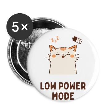 Sleepy Cat Low Power Mode Tee - Buttons large 2.2'' (5-pack) - white