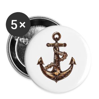 Anchor, Brown ,Sailing ,Sailboat ,Motor Boat, - Buttons large 2.2'' (5-pack) - white