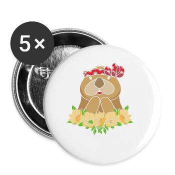 Cute Otter With Flower Sea Otter For Women - Buttons large 2.2'' (5-pack) - white