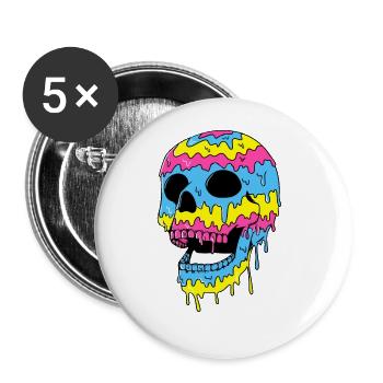 Melting Skull Halloween Colorful Graphic Art - Buttons large 2.2'' (5-pack) - white