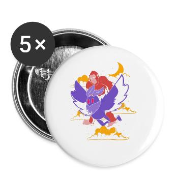 Bigfoot Riding Mothman Funny Cryptozoology - Buttons large 2.2'' (5-pack) - white