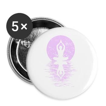 Yogi Yogini Health Meditation Outfits Girls Women - Buttons large 2.2'' (5-pack) - white
