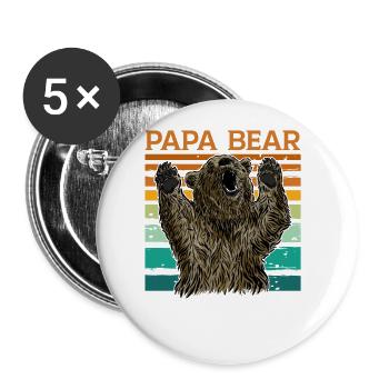 Papa Bear - Buttons large 2.2'' (5-pack) - white
