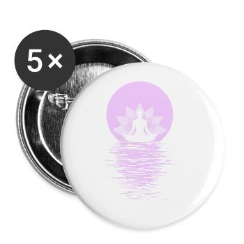 Yogi Yogini Health Meditation Outfits Girls Women - Buttons large 2.2'' (5-pack) - white