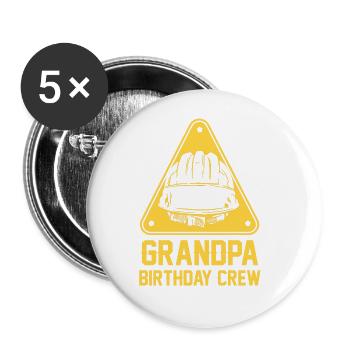Grandpa Of The Birthday Crew - Birthday - Buttons large 2.2'' (5-pack) - white
