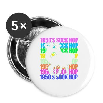 Colorful Dancing Silhouette 1950s Sock Hop - Buttons large 2.2'' (5-pack) - white