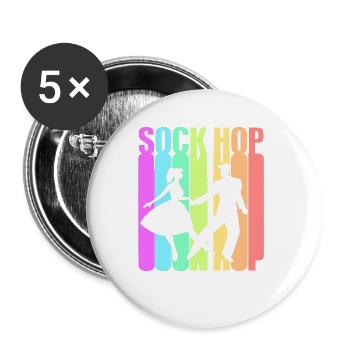 Retro Dancing Couple Silhouette 50s Music Sock Hop - Buttons large 2.2'' (5-pack) - white