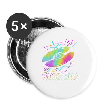 Colorful Vinyl Record 1950s Rockabilly Sock Hop - Buttons large 2.2'' (5-pack) - white
