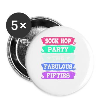 Fabulous Fifties Party 50th Birthday Sock Hop - Buttons large 2.2'' (5-pack) - white