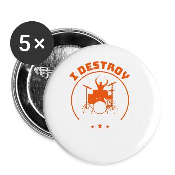 Drummer Drums Drumsticks Musician Outfit - Buttons large 2.2'' (5-pack) - white