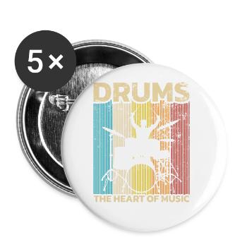 Drummer Drums Drumsticks Musician Outfit - Buttons large 2.2'' (5-pack) - white