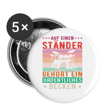 Drummer Drums Drumsticks Musician Outfit - Buttons large 2.2'' (5-pack) - white