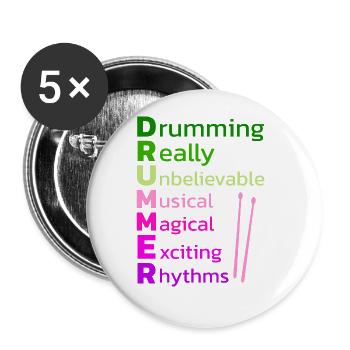 Drummer Drums Drumsticks Musician Outfit - Buttons large 2.2'' (5-pack) - white