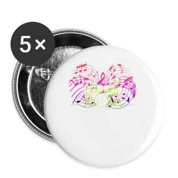 Drummer Drums Drumsticks Musician Outfit - Buttons large 2.2'' (5-pack) - white