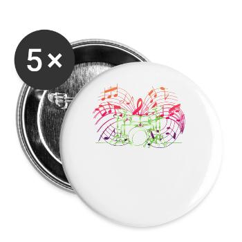 Drummer Drums Drumsticks Musician Outfit - Buttons large 2.2'' (5-pack) - white