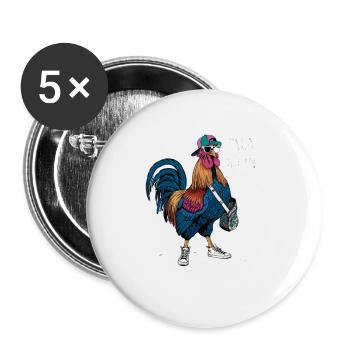 Tala Huhn Cool Rooster with Sneakers and Cap Art - Buttons large 2.2'' (5-pack) - white