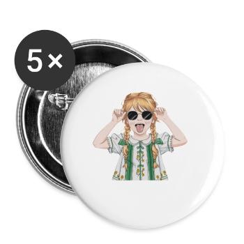 Cute Girl with Sunglasses and Braids Sticking - Buttons large 2.2'' (5-pack) - white