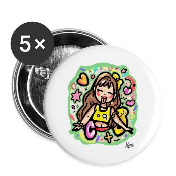 Cute Girl in Color Blast - Buttons large 2.2'' (5-pack) - white