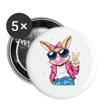 Cool Easter Bunny Coquette Bow Teen Girl Mama - Buttons large 2.2'' (5-pack) - white